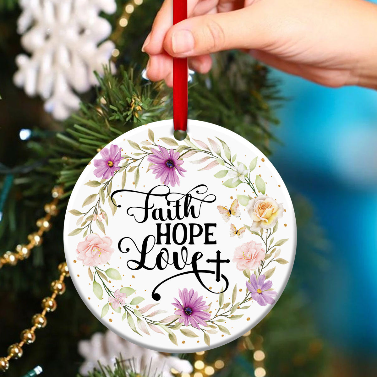 Believe In God - Beautiful Ceramic Circle Ornament - Christmas Decor - Nativity Ornaments