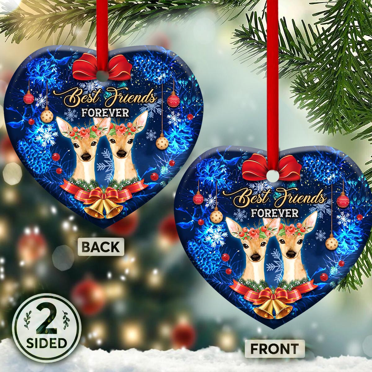 Best Friends Forever Christmas Theme Metal Ornament - Christmas Ornament - Christmas Gift