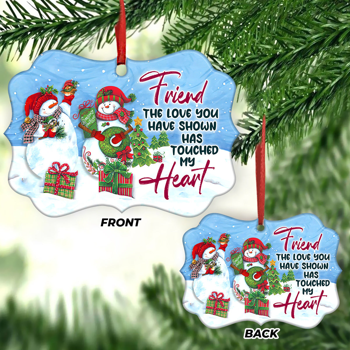 Bestie Snowman Touched My Heart Metal Ornament - Christmas Ornament - Christmas Gift