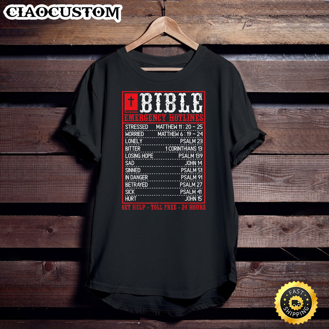 Bible Emergency Hotline Christian Bible Verses Scriptures T-Shirt - Christian Shirt