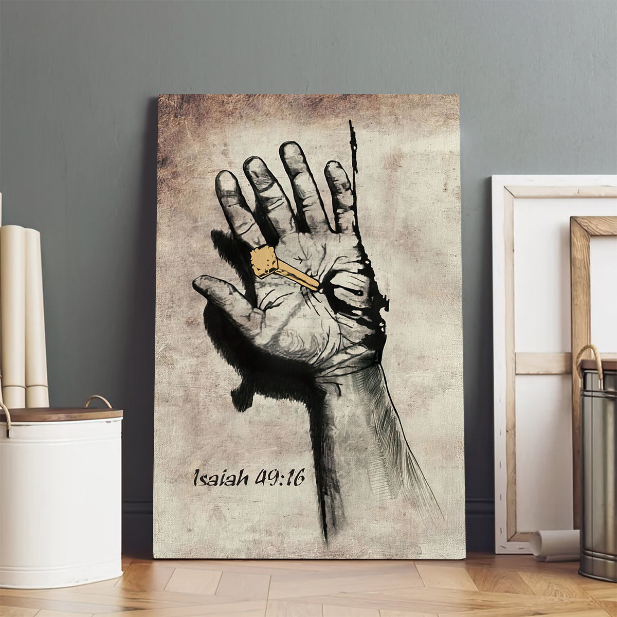 Bible Verse Isaiah 4916 Canvas Print Jesus Hands Nail Picture - Wall Decorator