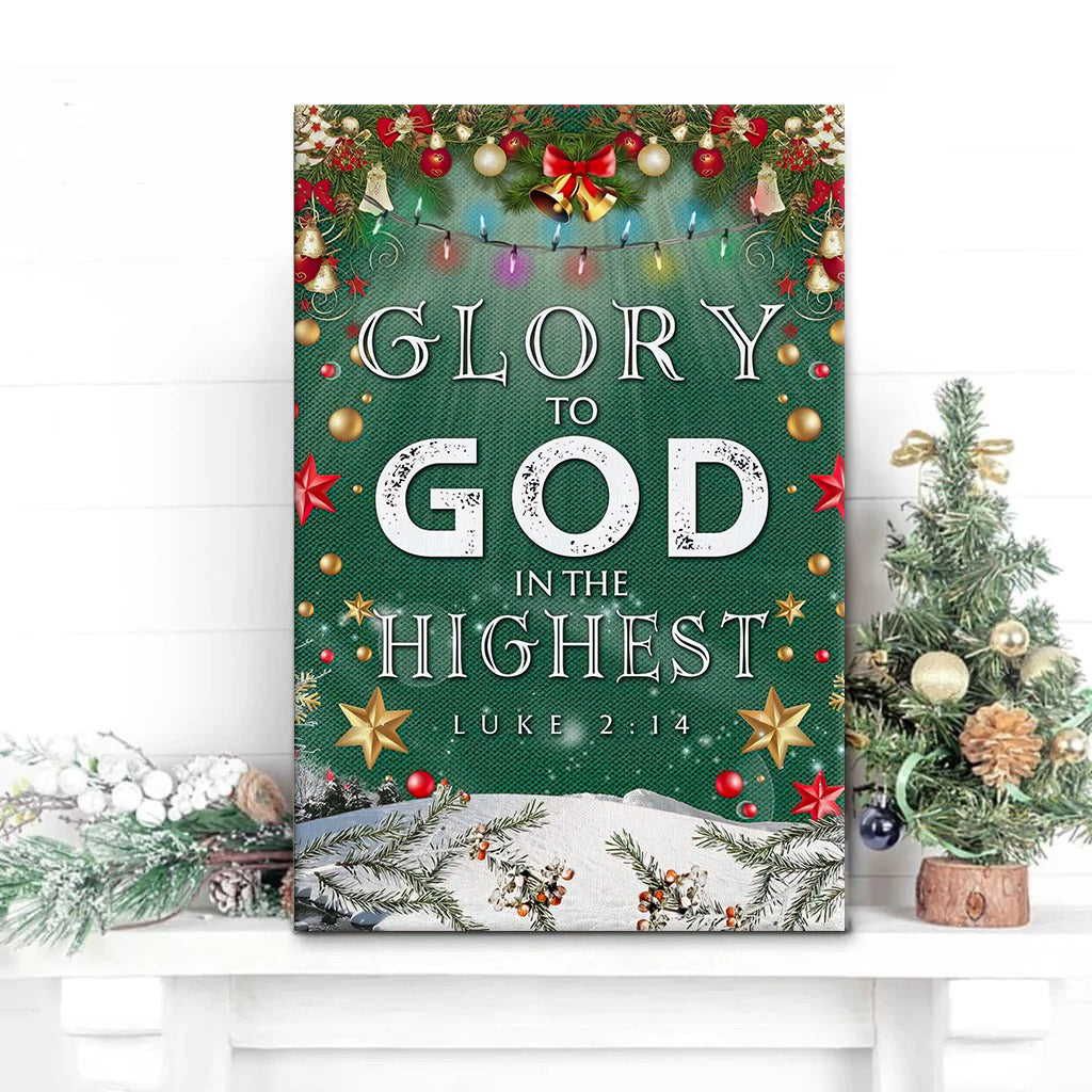 Bible Verse Wall Art Glory To God In The Highest Luke 2 14 Christmas Canvas Print
