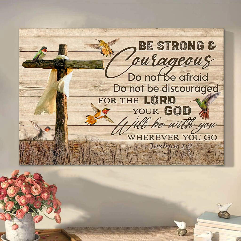 Bible Verse Wall Decor Joshua 19 Be Strong And Courageous Art Canvas
