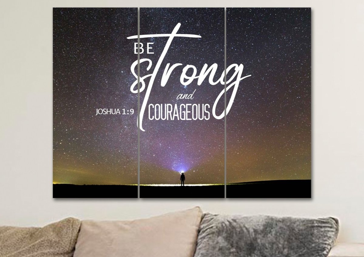 Big Universe Joshua 19 Be Strong And Courageous Wall Art - Christian Canvas Wall Art
