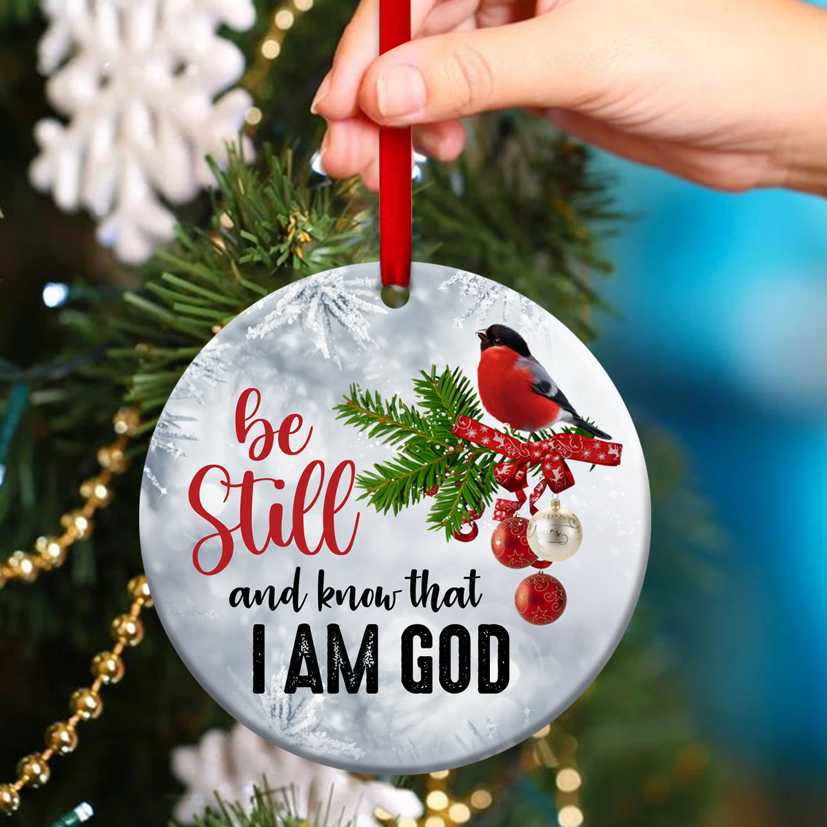 Bird Ceramic Circle Ornament - Have Faith In God - Christmas Decor - Funny Ornament