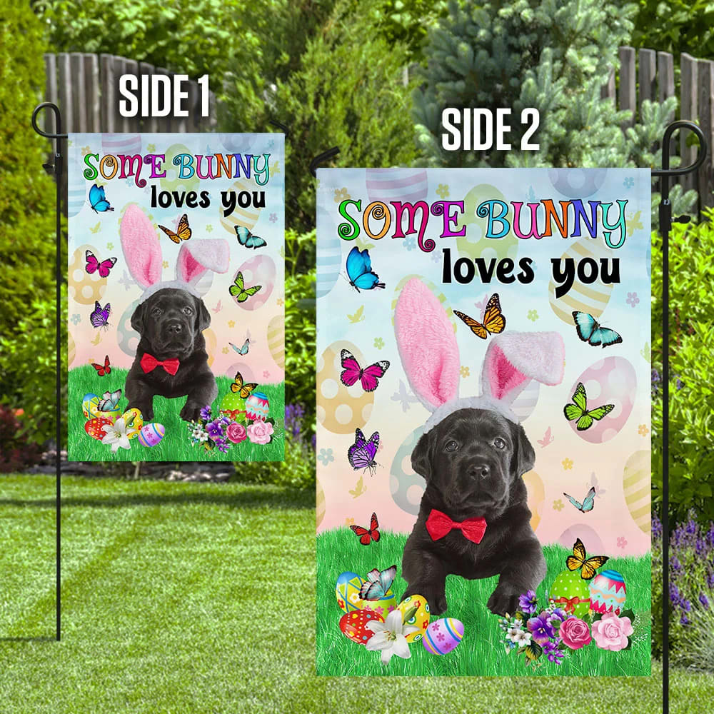 Black Labrador Easter Some Bunny Loves You House Flag - Happy Easter Garden Flag - Decorative Easter Flags