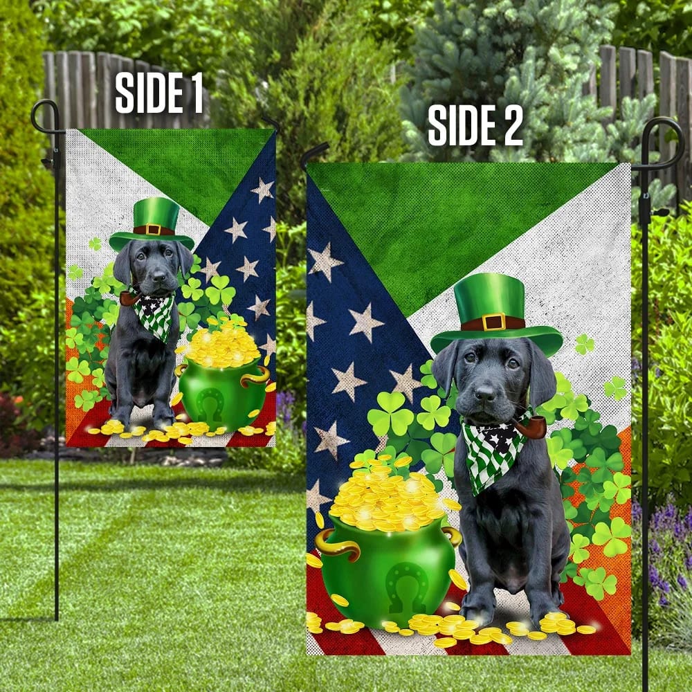 Black Labrador House Flag - St Patrick's Day Garden Flag - Outdoor St Patrick's Day Decor