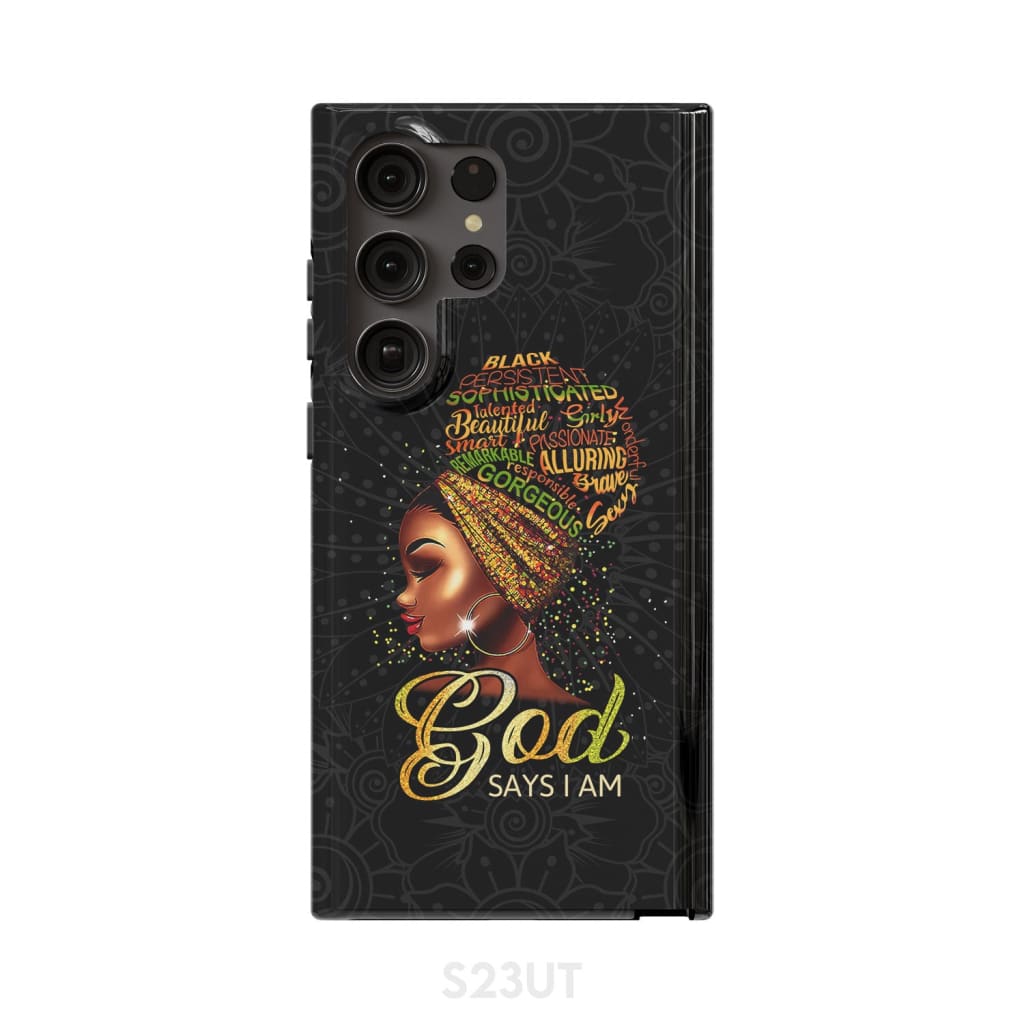 Black Woman God Says I Am Christian Phone Case- Iphone Samsung Cases Christian
