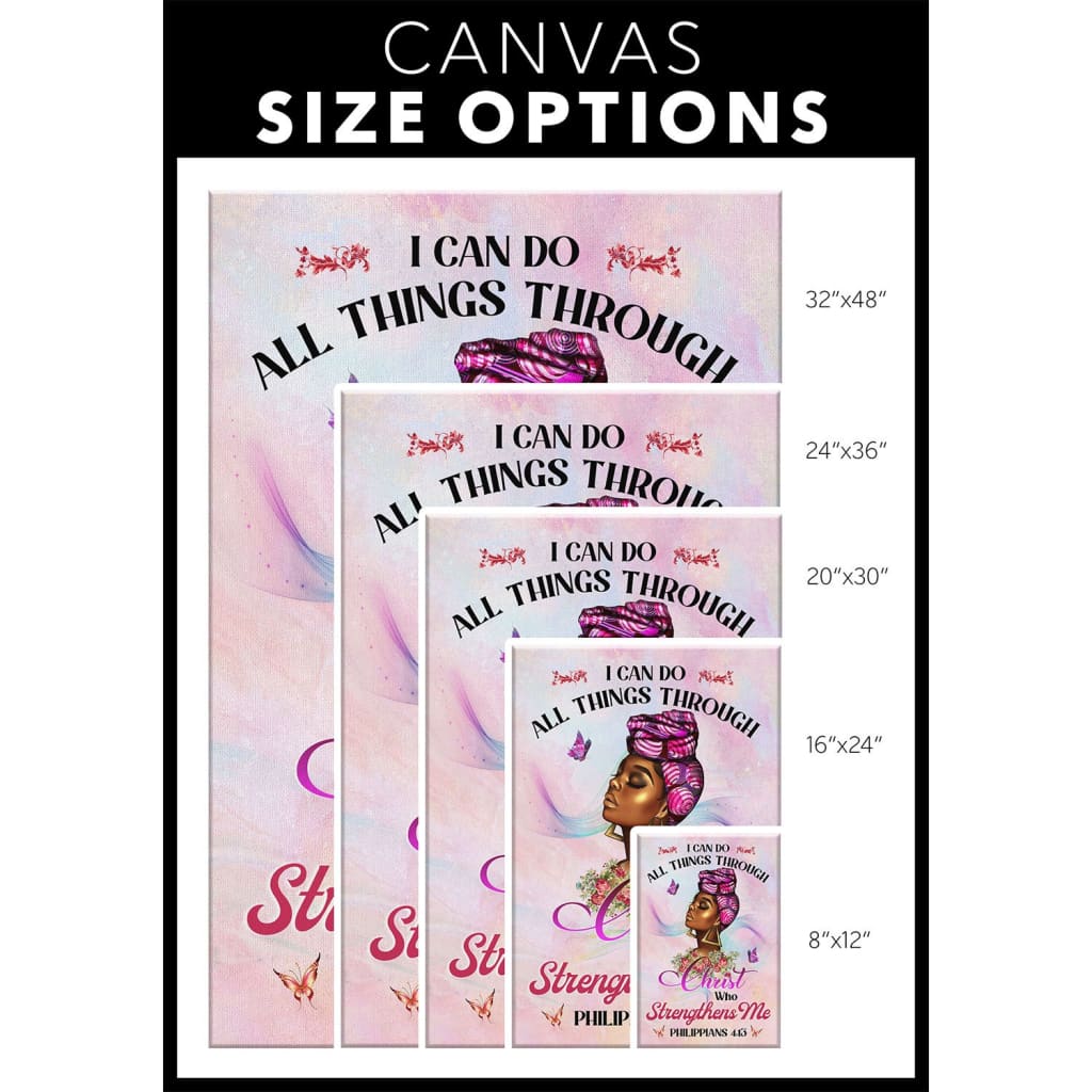 Black Woman I Can Do All Things Through Christ Christian Canvas Wall Art - Christian Canvas Prints - Bible Verse Canvas