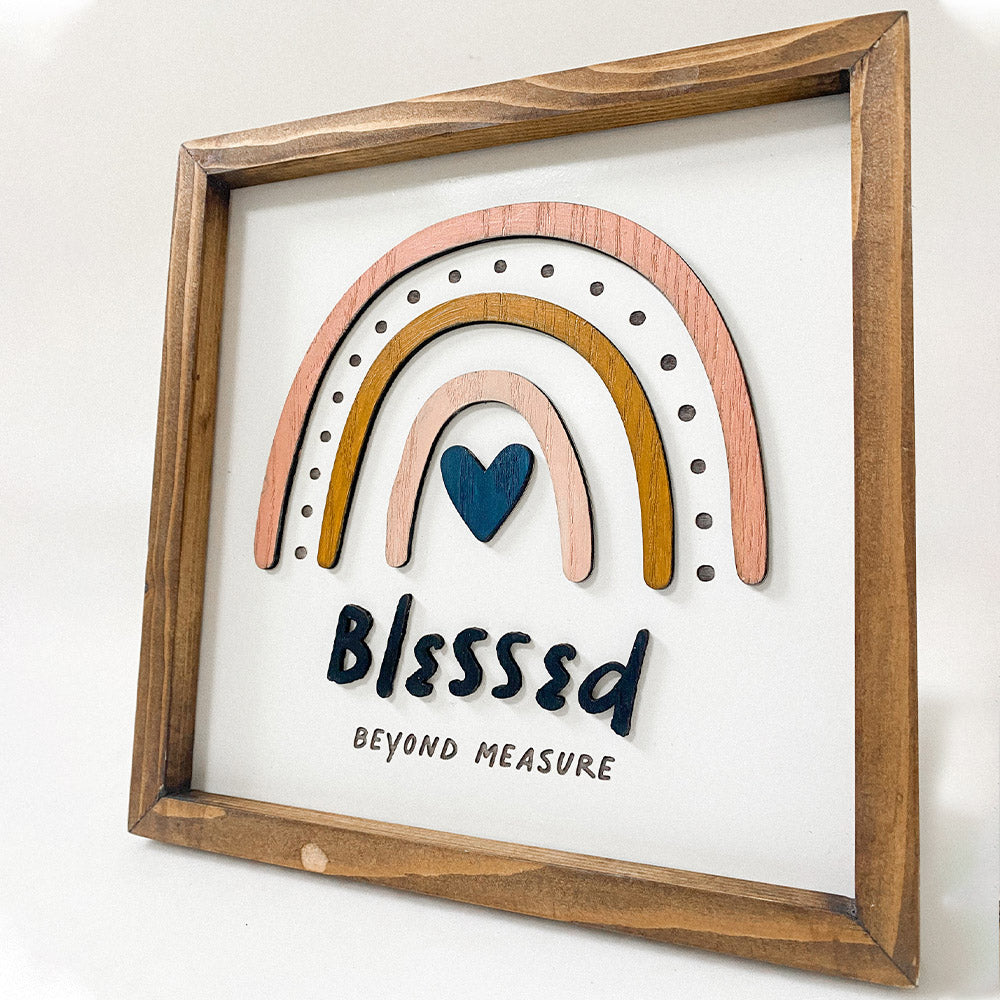 Blessed Beyond Measure Wood Sign - Bible Verse Sign - Christian Wood Signs