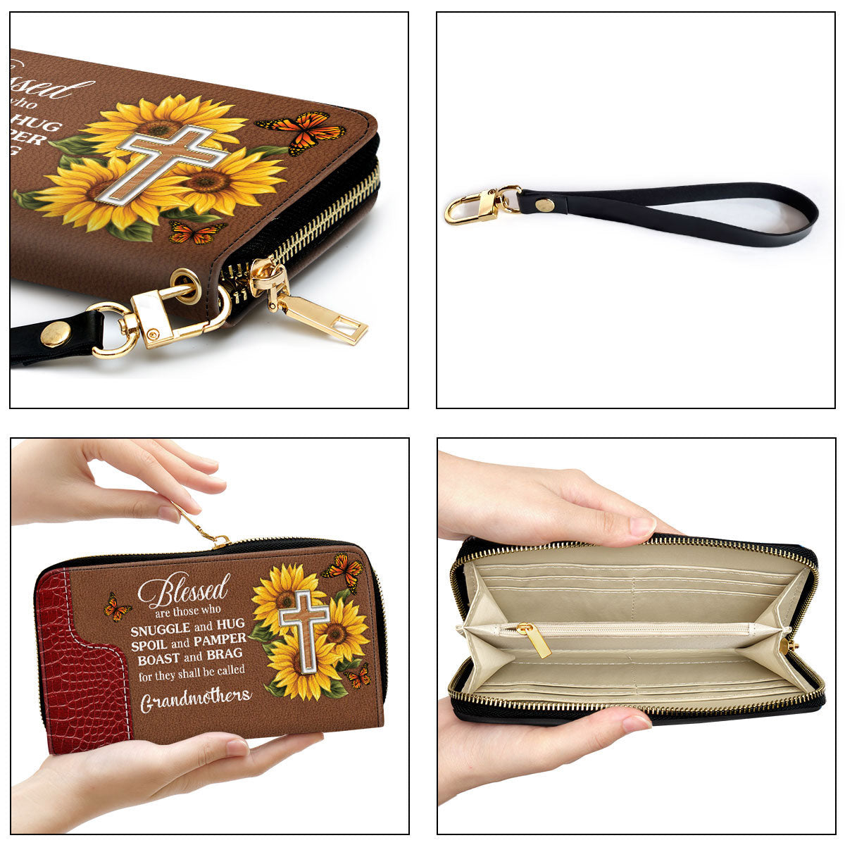 Blessed Are Those Who Boast And Brag - Pretty Personalized Sunflower Clutch Purse - Women Clutch Purse