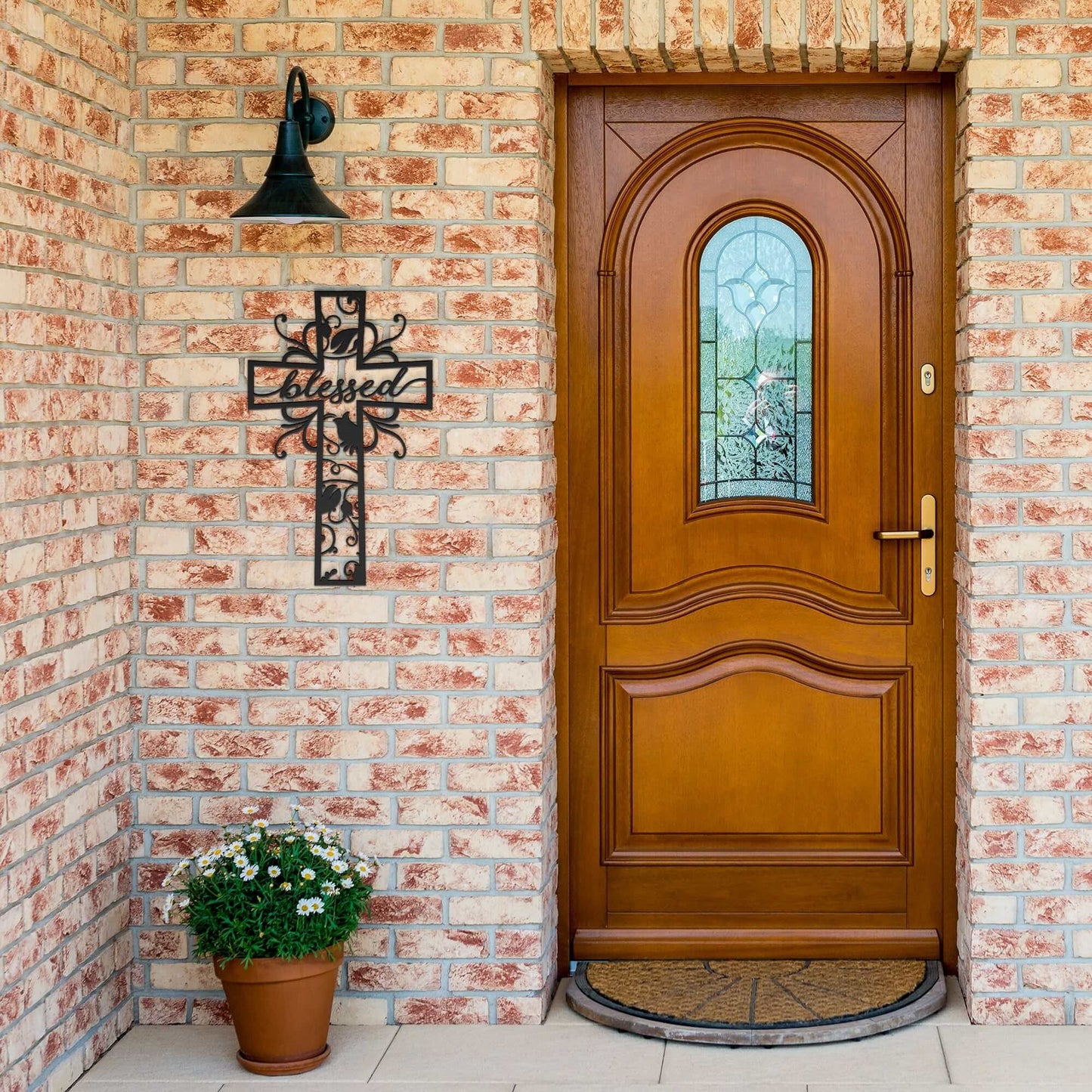 Blessed Cross Metal Sign - Christian Metal Wall Art - Religious Metal Wall Decor