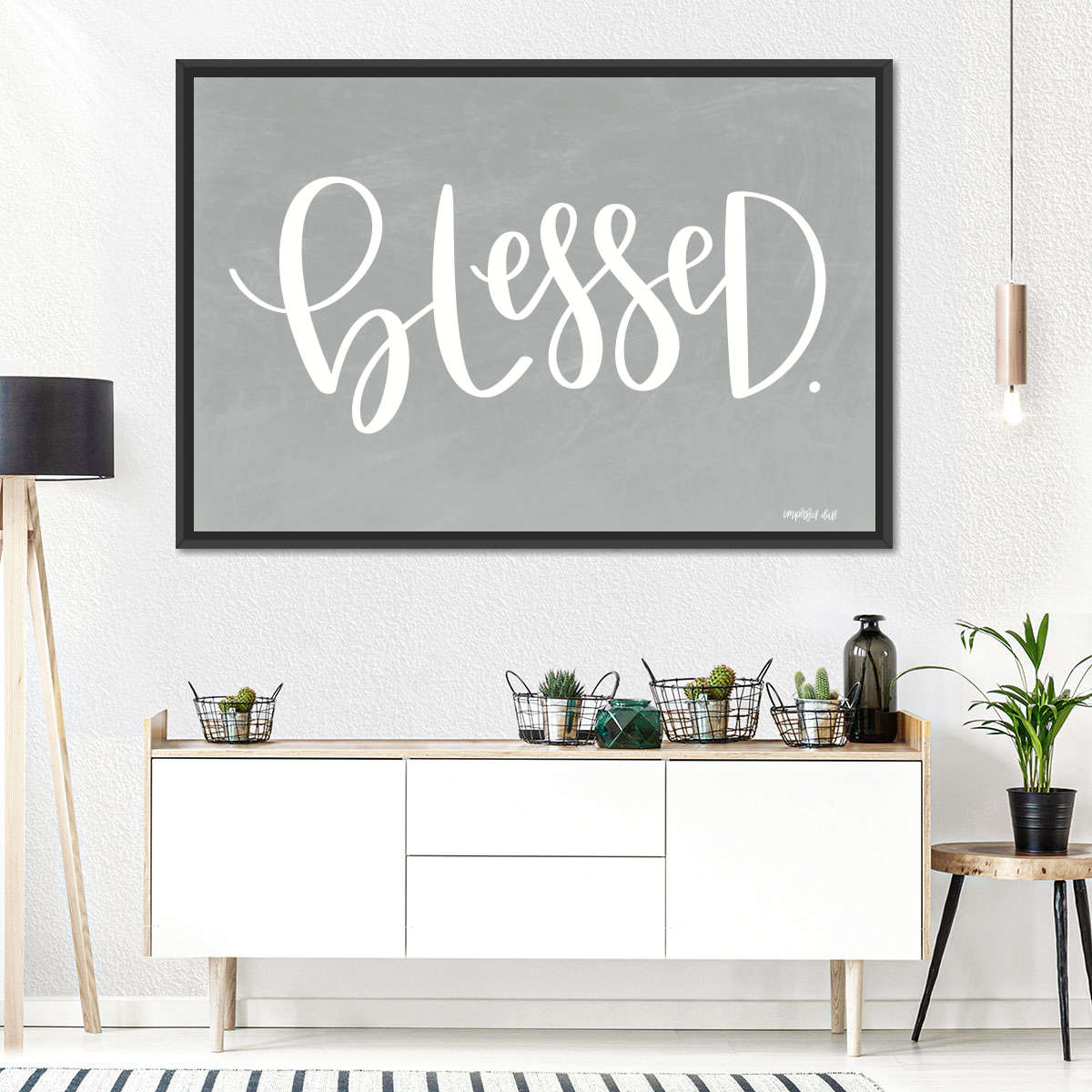 Blessed White Wall Art Canvas - Christian Canvas Wall Art - Religious Wall Art Canvas