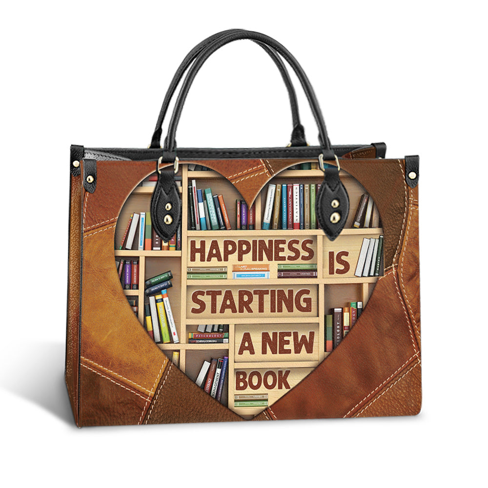 Book Happiness Is Starting A New Book Leather Bag - Best Gifts For Book Lovers - Women's Pu Leather Bag