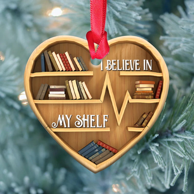 Book I Believe In My Shelf Heart Ceramic Ornament - Christmas Ornament - Christmas Gift