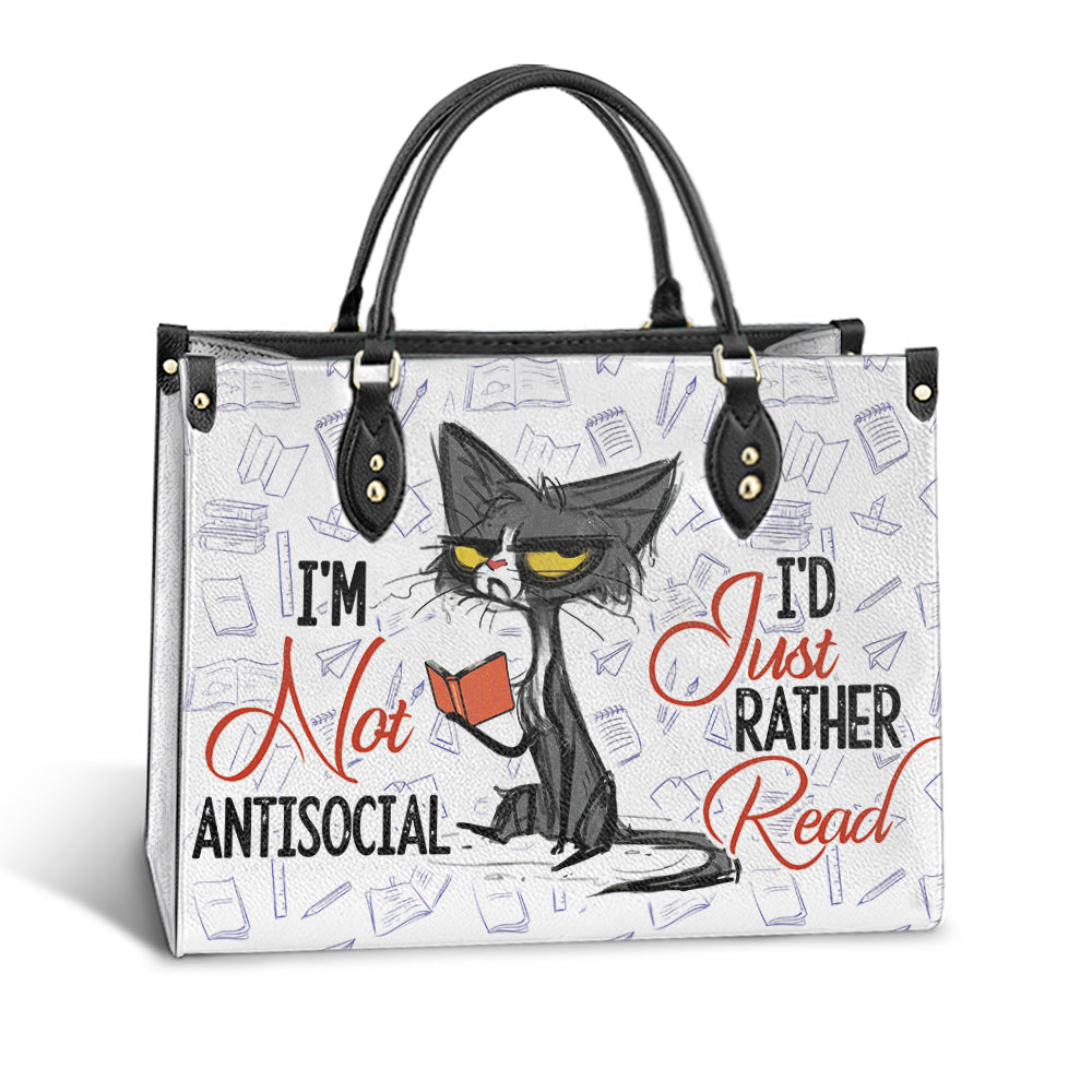 Book Im Not Antisocial Id Just Rather Read Leather Bag - Best Gifts For Book Lovers - Women's Pu Leather Bag
