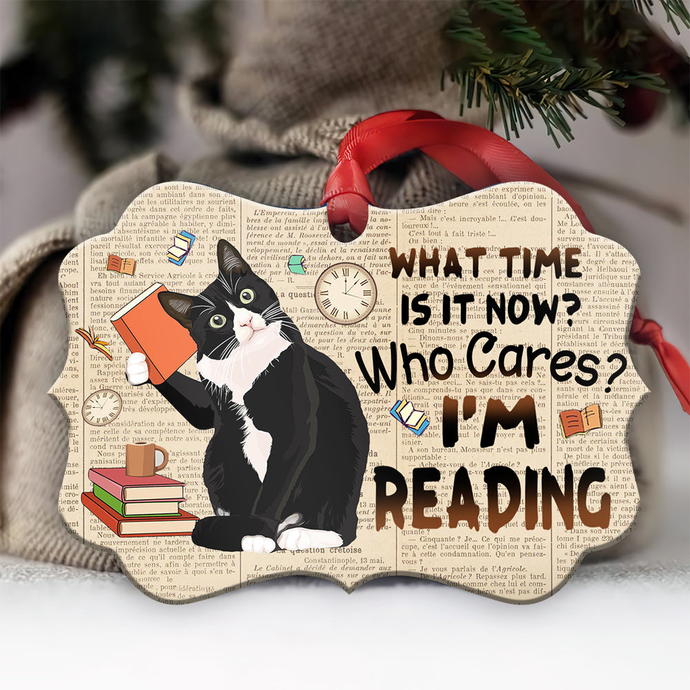 Books And Tuxedo Cat Ornament - Christmas Ornament - Ciaocustom