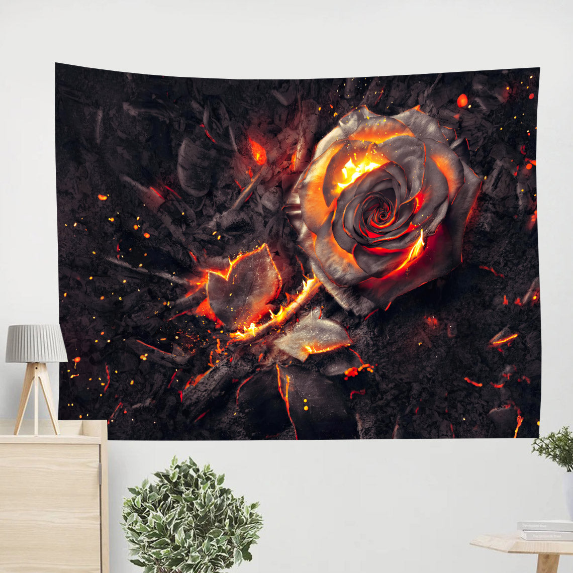 Burned Rose - Religious Tapestry - Jesus Wall Tapestry - Tapestry Wall Hanging