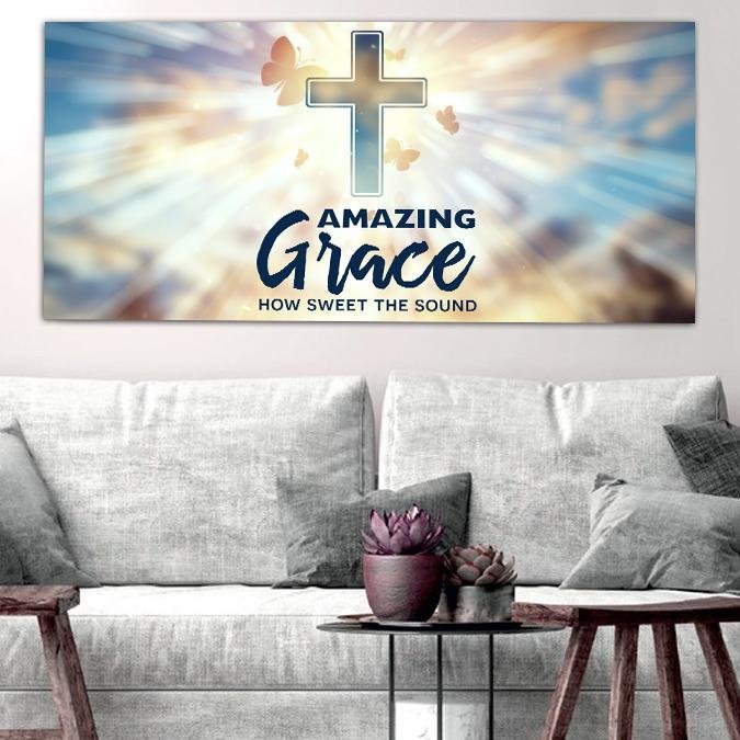 Butterflies Amazing Grace Wall Art & Decor - Christian Canvas Wall Art