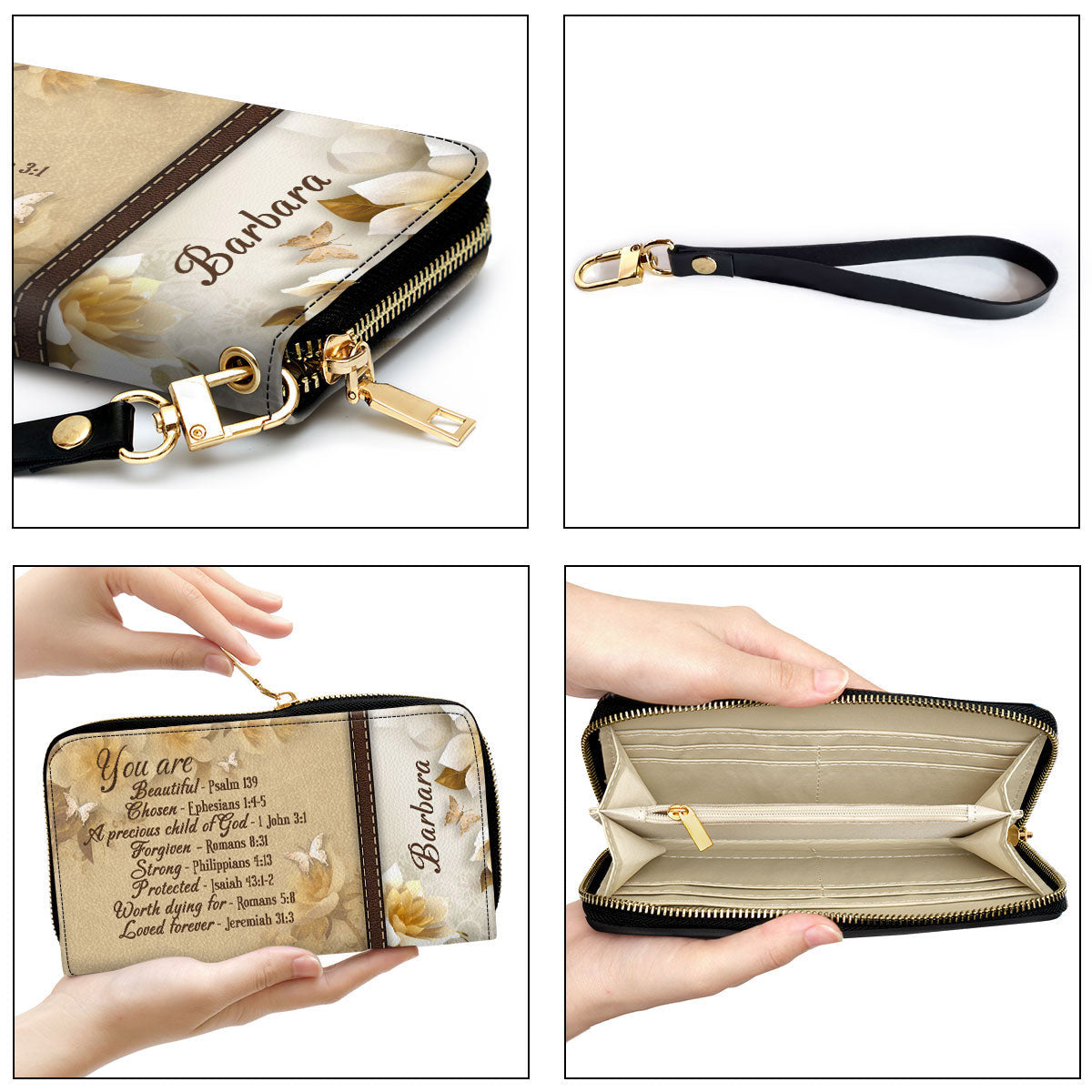 Butterfly A Precious Child Of God Clutch Purse For Women - Personalized Name - Christian Gifts For Women