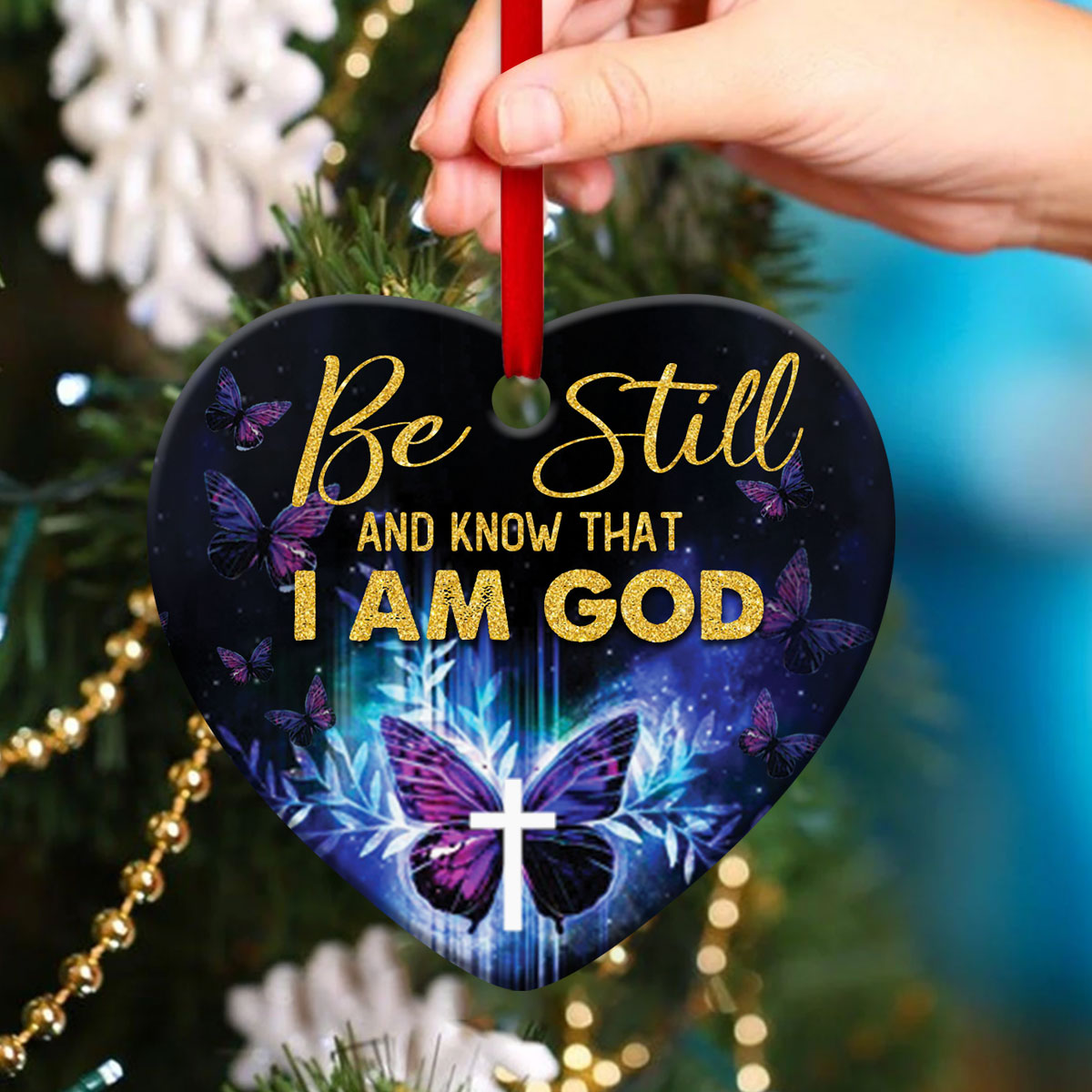 Butterfly Ceramic Heart Ornament - Believe In God - Christmas Decor - Funny Ornament