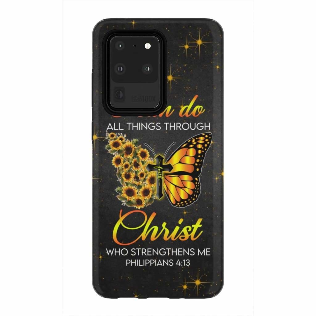 Butterfly Cross Faith - I Can Do All Things Through Christ Phone Case - Bible Verse Phone Cases Samsung