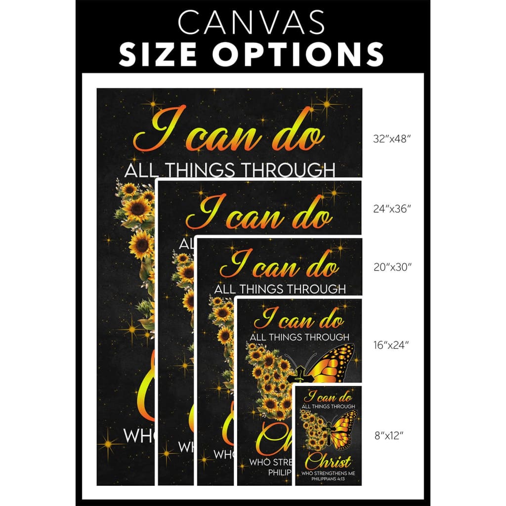 Butterfly Cross Faith I Can Do All Things Through Christ Canvas Wall Art - Christian Canvas Prints - Bible Verse Canvas