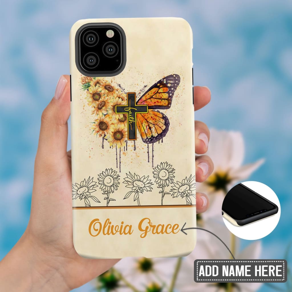 Butterfly Faith Cross Custom Name Phone Case - Personalized Christian Gifts - Bible Verse Phone Cases Samsung