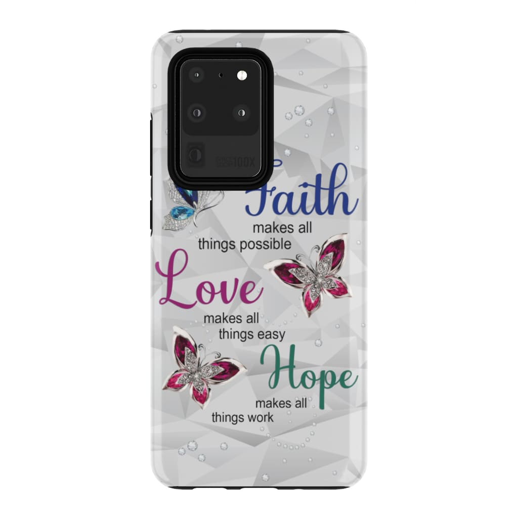 Butterfly Faith Love Hope Phone Case - Christian Faith Phone Cases - Bible Verse Phone Cases Samsung