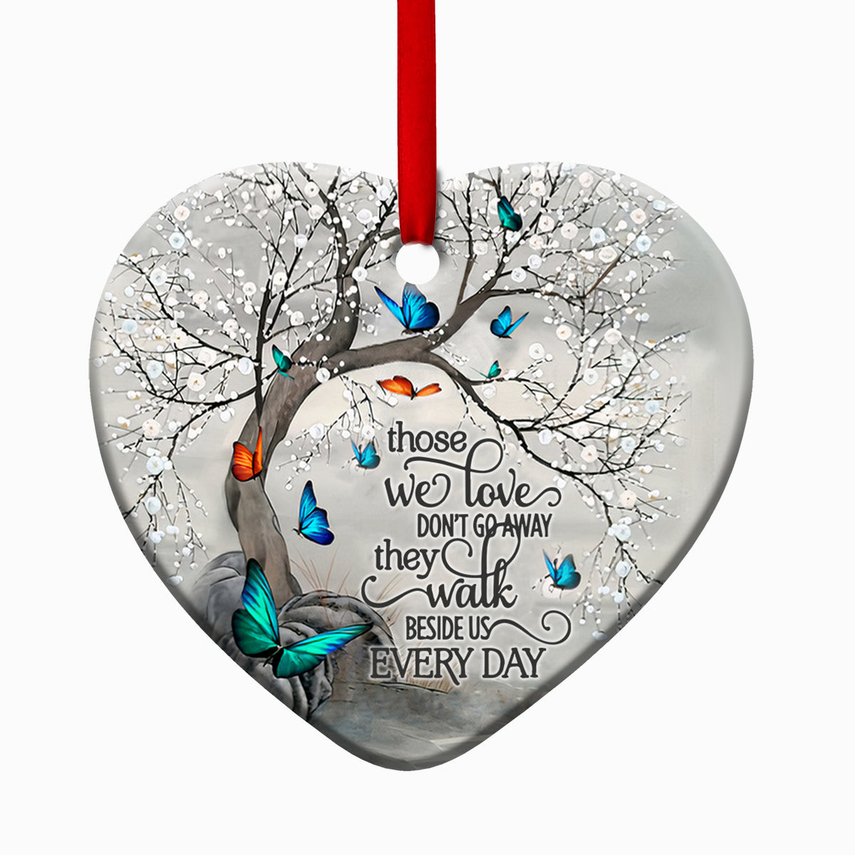 Butterfly Faith Memory Heart Ceramic Ornament - Christmas Ornament - Christmas Gift