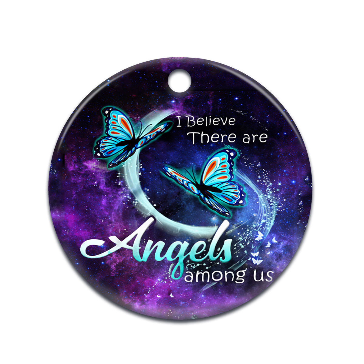 Butterfly Memorial Angels Among Us Circle Ornament - Christmas Ornament - Ciaocustom