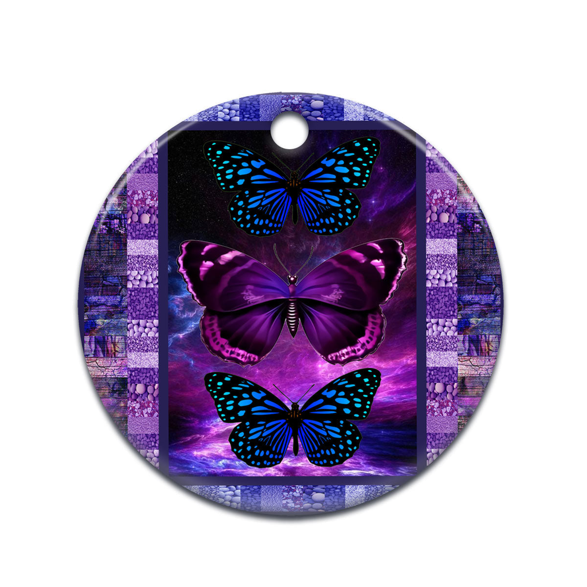 Butterfly Purple Circle Ornament - Christmas Ornament - Ciaocustom
