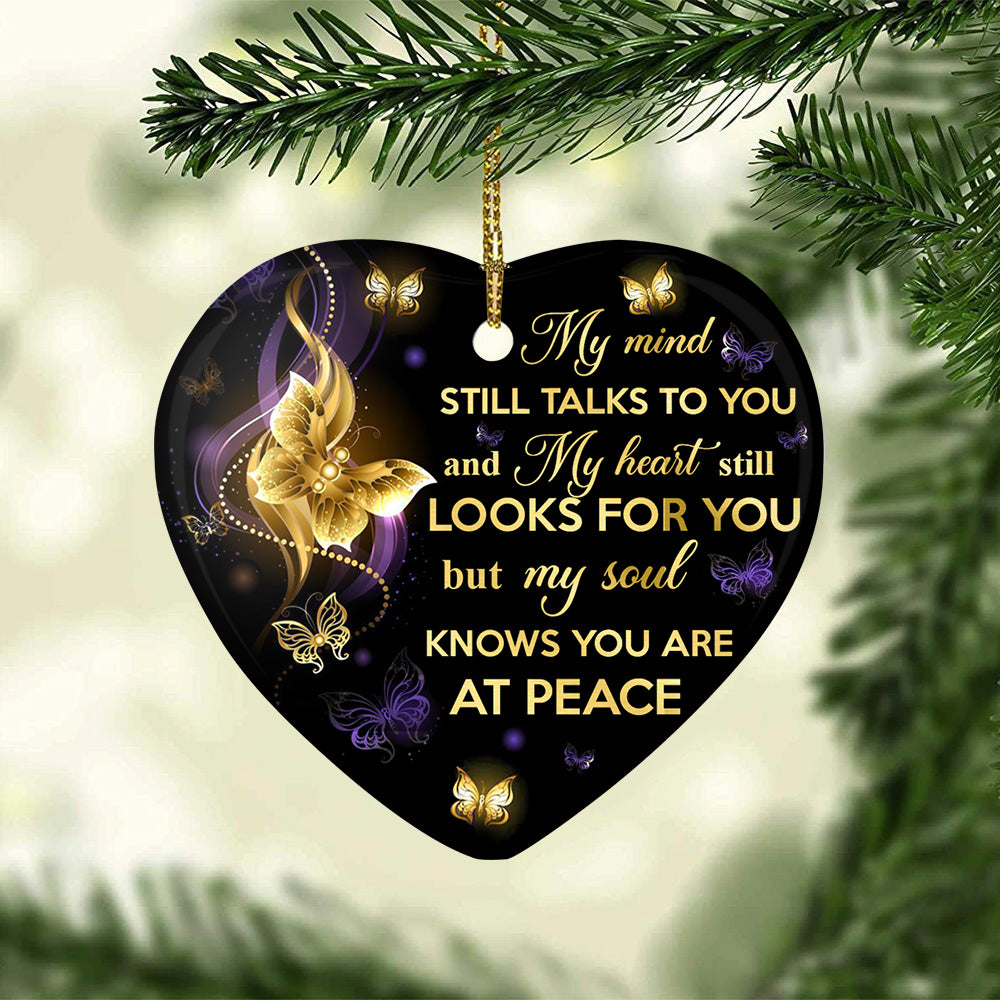 Butterfly You At Peace Heart Ceramic Ornament - Christmas Ornament - Christmas Gift