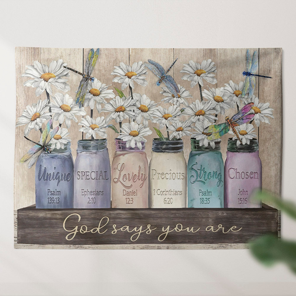 God Says You Are - Dragonfly And Chrysanthemum - Tapestry Wall Hanging - Christian Wall Art - Tapestries - Ciaocustom