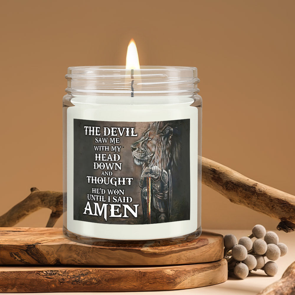 The Devil Saw Me With My Head Down - Lion - Christian Candles - Bible Verse Candles - Natural Candle - Soy Wax Candle 9oz - Ciaocustom