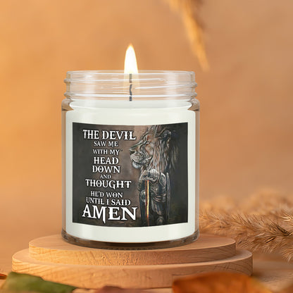 The Devil Saw Me With My Head Down - Lion - Christian Candles - Bible Verse Candles - Natural Candle - Soy Wax Candle 9oz - Ciaocustom