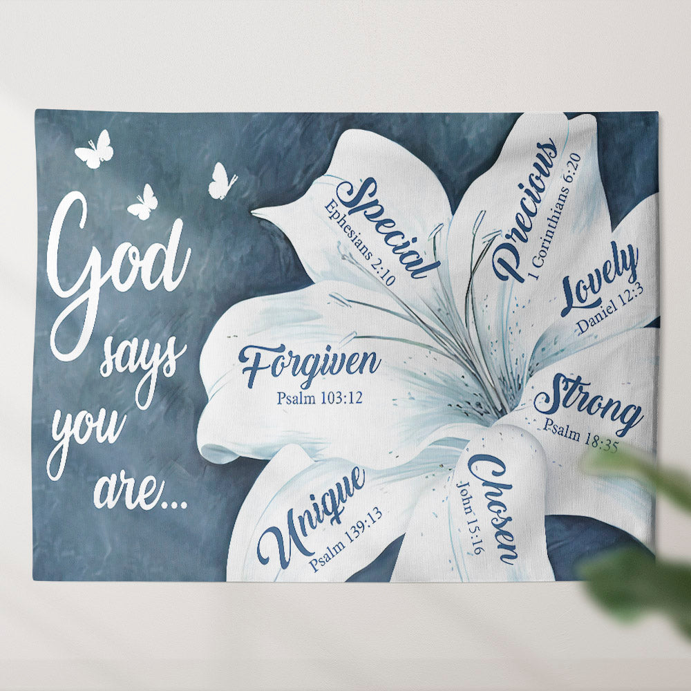 God Says You Are - Tapestry Wall Hanging - Christian Wall Art - Tapestries - Ciaocustom