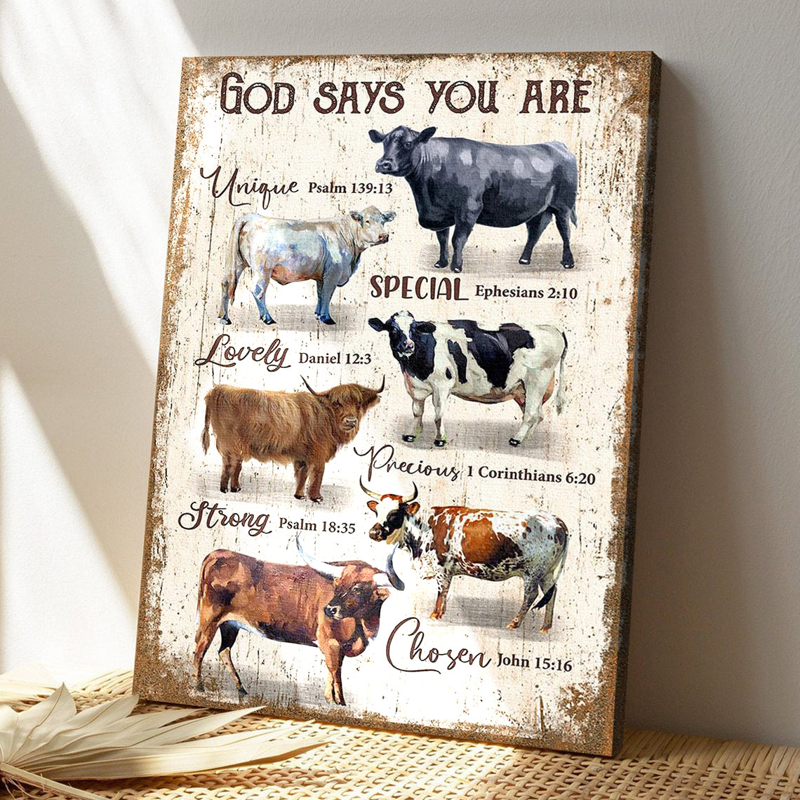 Cows Canvas - God Says You Are Canvas Wall Art - Bible Verse Canvas ...