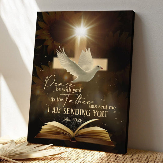 Bible Verse Canvas - God Canvas - John 2021 Peace Be With You Canvas - Scripture Canvas Wall Art - Ciaocustom