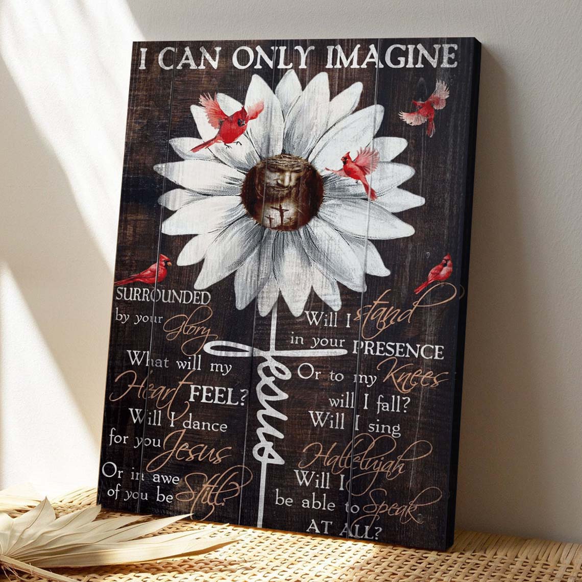 Christian Canvas Wall Art - God Canvas - Jesus And Cardinal - I Can Only Imagine Canvas - Bible Verse Canvas - Ciaocustom