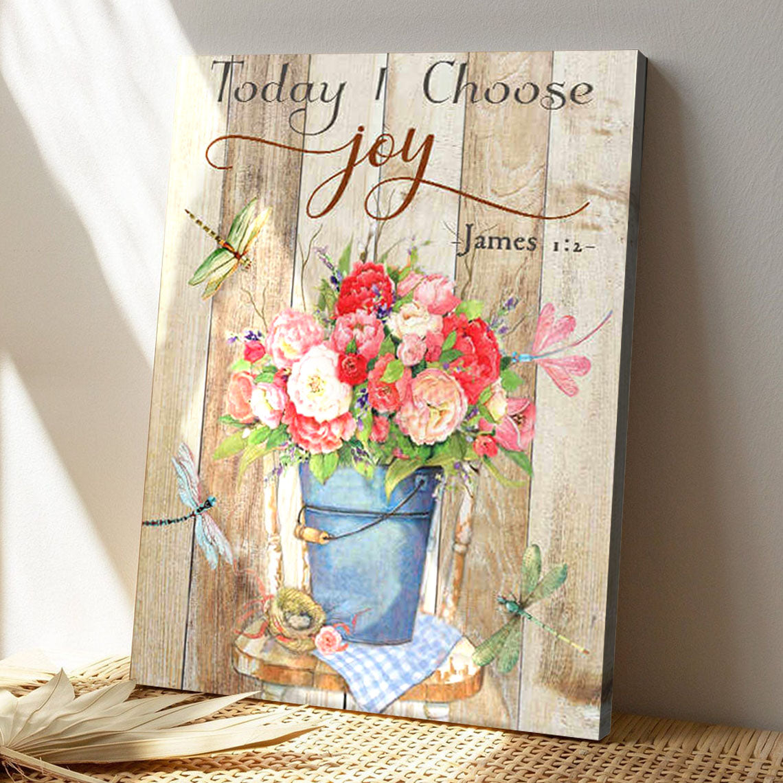 Today I choose Joy Dragonfly Canvas - Bible Verse Canvas Wall Art - God Canvas - Scripture Canvas - Ciaocustom