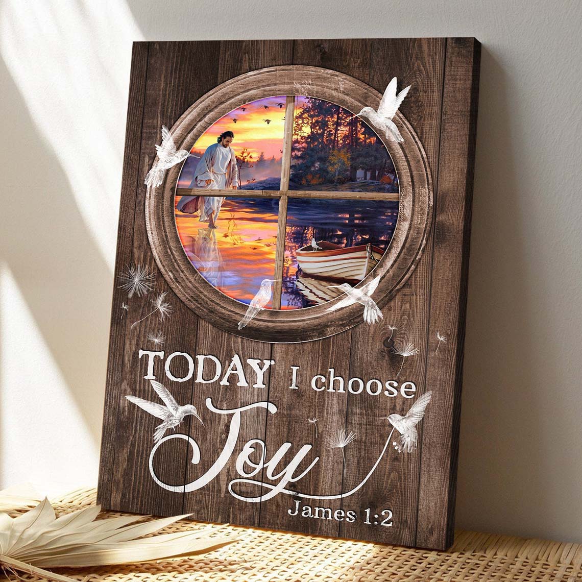 Christian Canvas Wall Art - God Canvas - Jesus And A Boat - Today I Choose Joy Canvas - Bible Verse Canvas - Ciaocustom