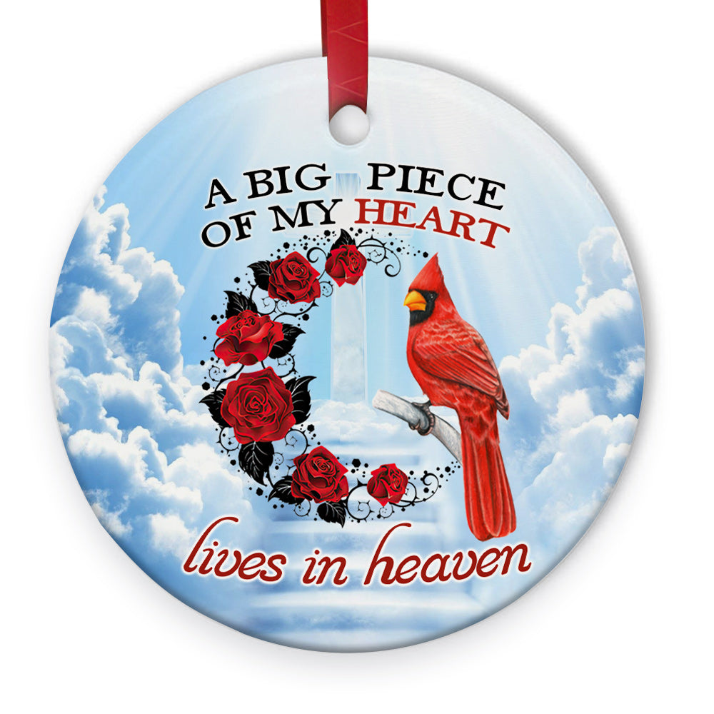 Cardinal Big Piece Of My Heart 2 Ceramic Circle Ornament - Decorative Ornament - Christmas Ornament