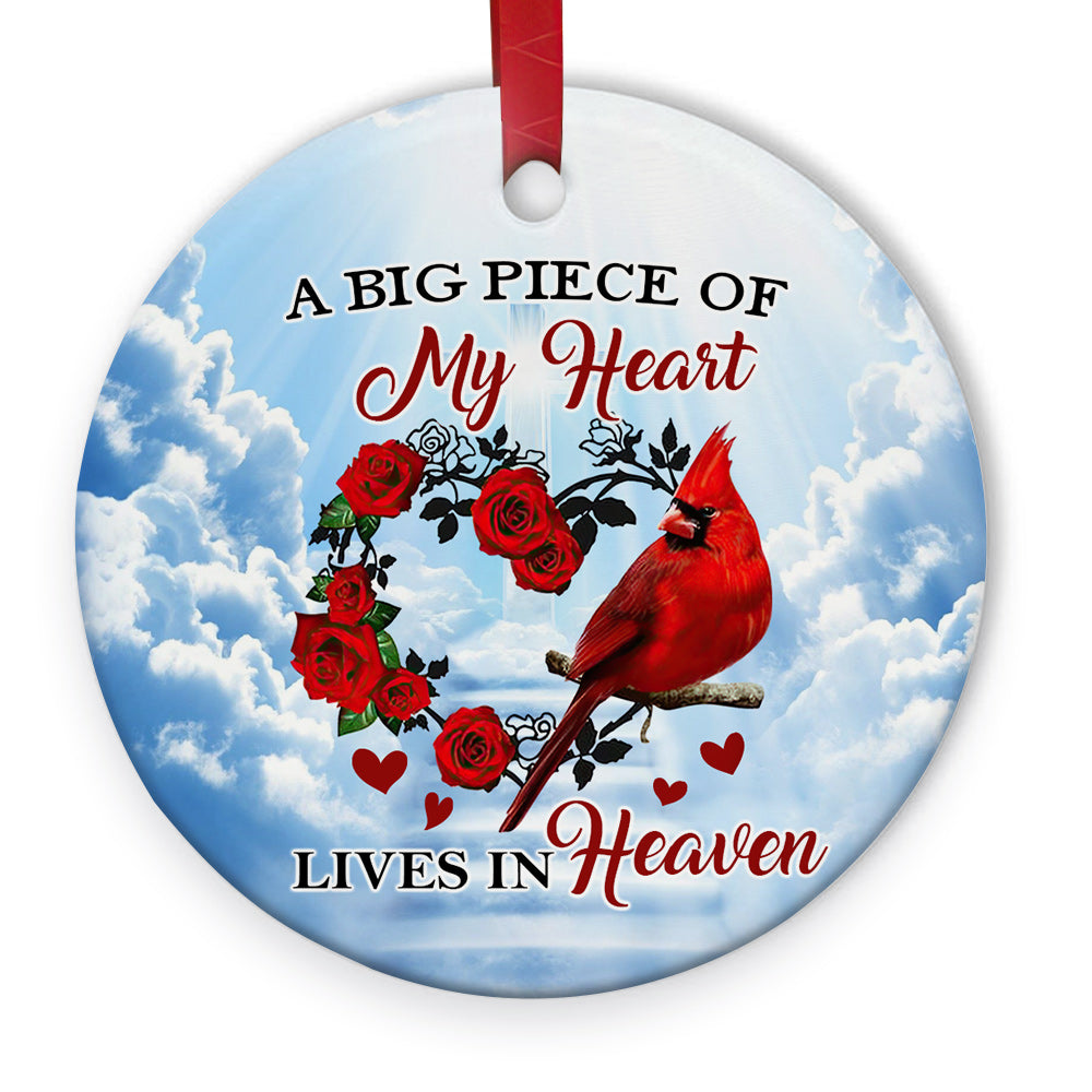 Cardinal Big Piece Of My Heart Ceramic Circle Ornament - Decorative Ornament - Christmas Ornament