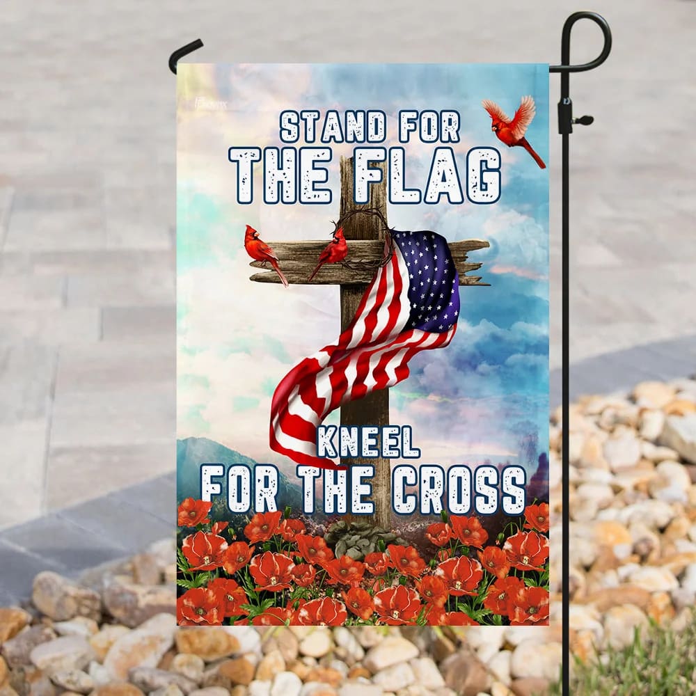 Cardinal Christian Cross American Flag - Outdoor Christian House Flag - Christian Garden Flags