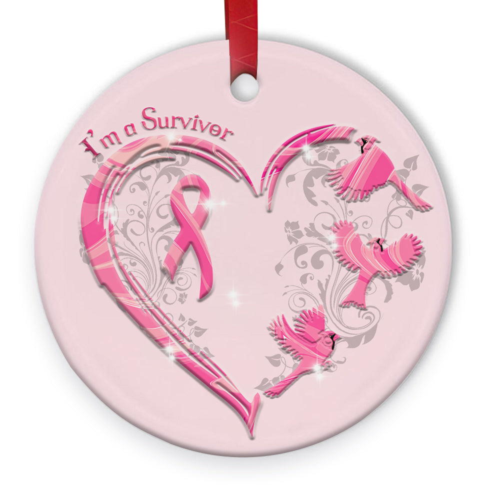 Cardinal Im A Survivor Ceramic Circle Ornament - Decorative Ornament - Christmas Ornament