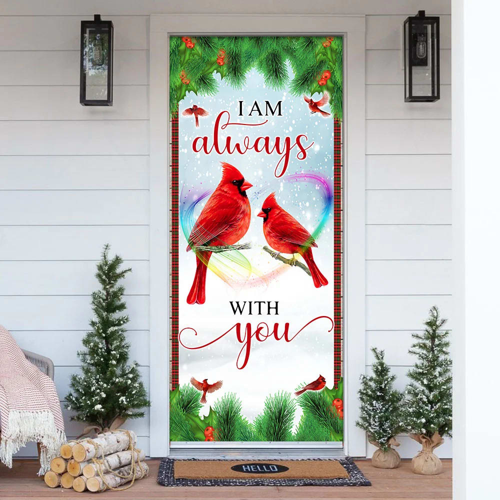 Cardinal Memory Sign I Am Always With You Door Cover - Religious Door Decorations