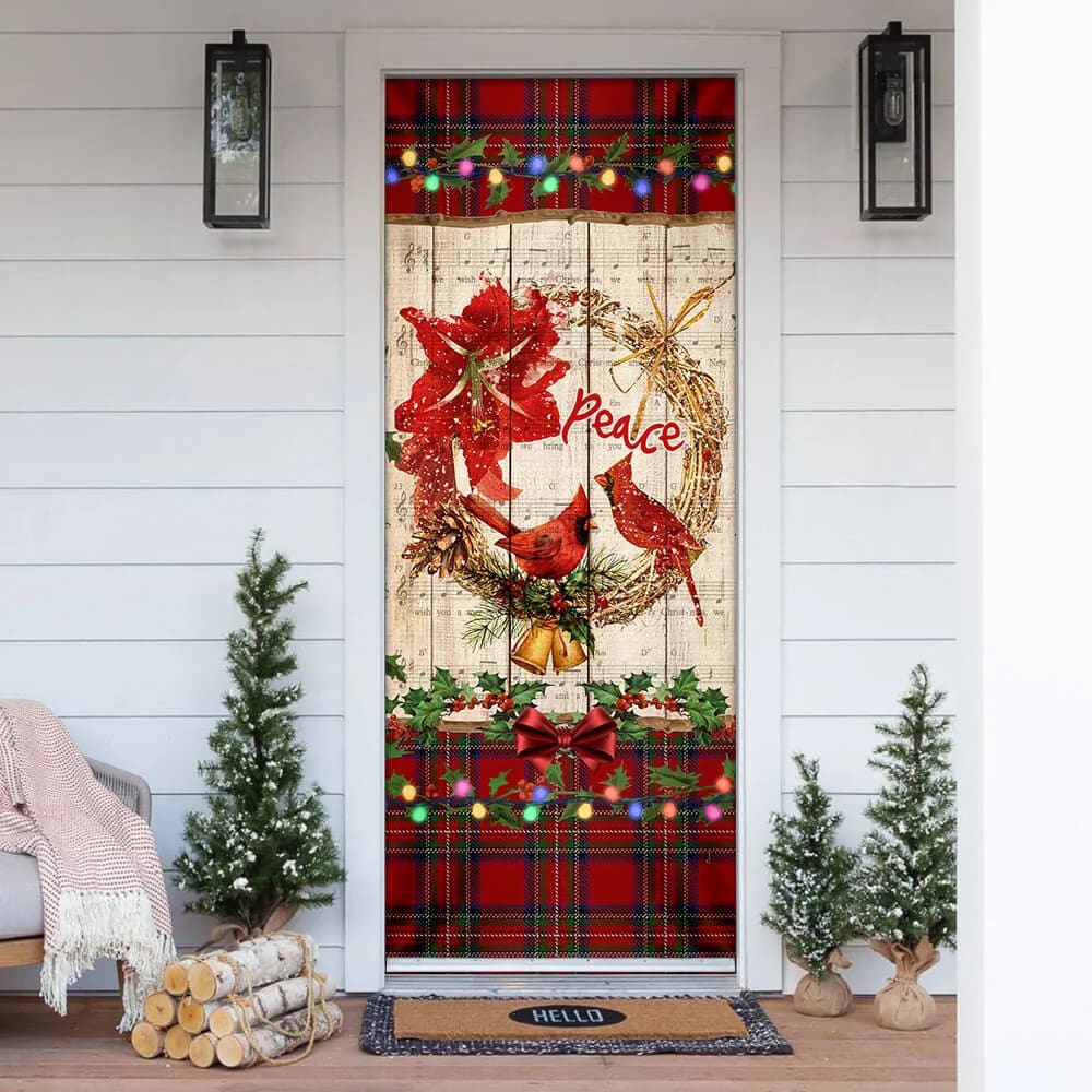 Cardinal Peace Christmas Door Cover - Cardinal Christmas Decor - Christmas Door Cover Decorations