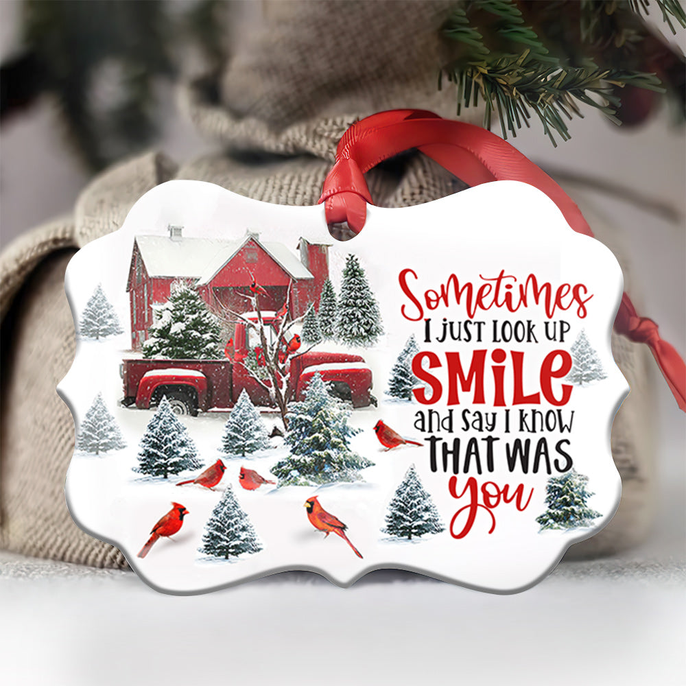 Cardinal Sometimes I Just Look Up Metal Ornament - Christmas Ornament - Christmas Gift