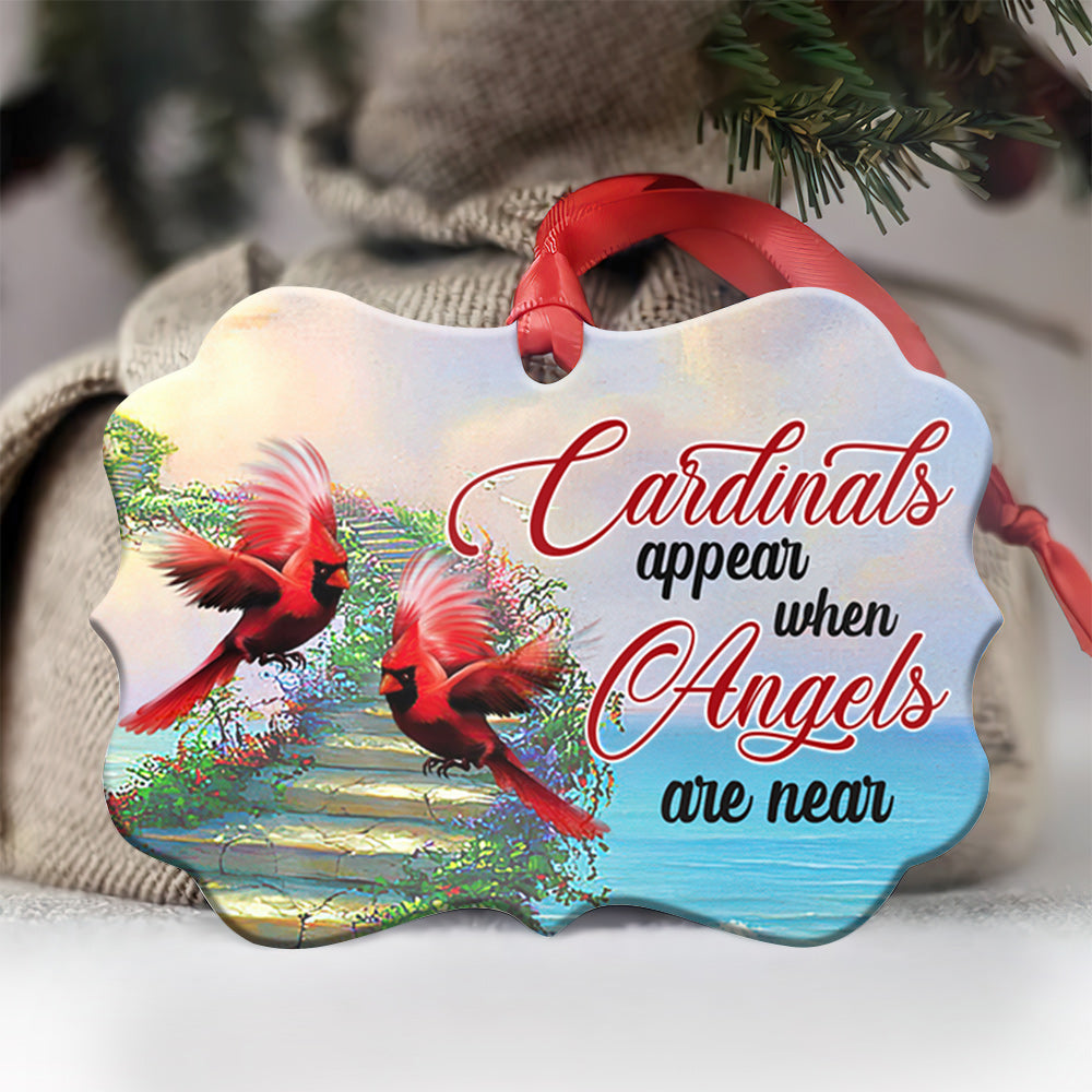 Cardinal When Angels Are Near Metal Ornament - Christmas Ornament - Christmas Gift